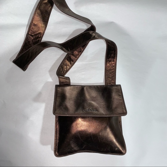 authentic CHANEL metalic copper calfskin crossbody bag $2800 - Picture 2 of 14